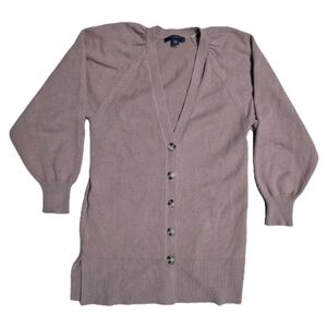 Ann Taylor Petite Women's Camel V-Neck Button Puffed‎ Sleeves Cardigan Size XSP